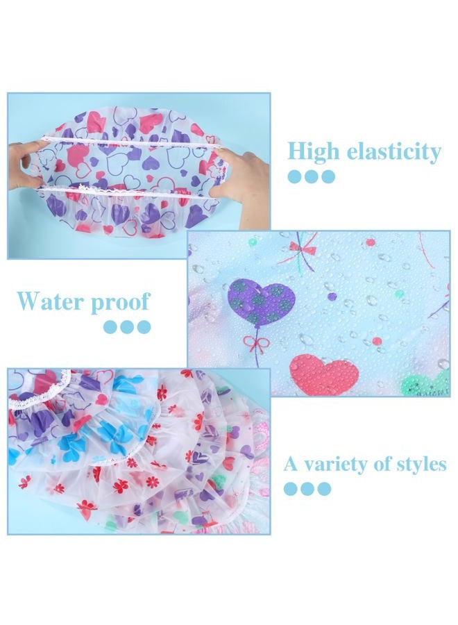 Pengxiaomei 6 Pcs Shower Cap, Reusable Waterproof Hair Cap Shower Caps Stocking Stuffers for Women Men Kids - Image 4
