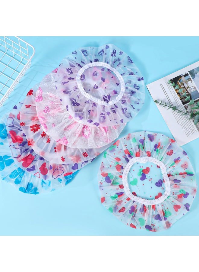 Pengxiaomei 6 Pcs Shower Cap, Reusable Waterproof Hair Cap Shower Caps Stocking Stuffers for Women Men Kids - Image 3