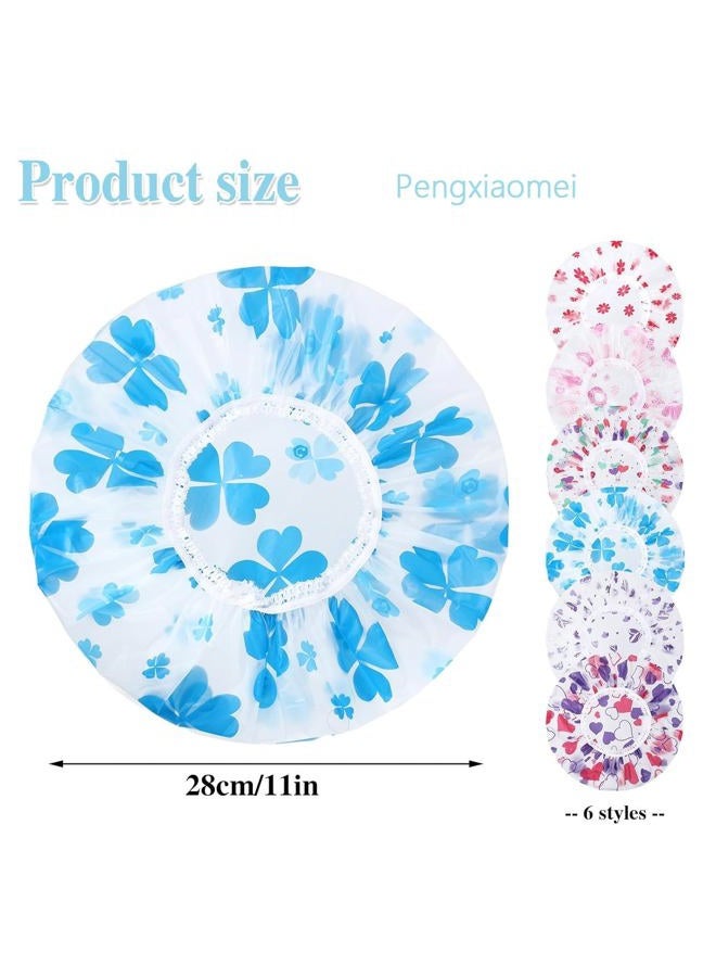 Pengxiaomei 6 Pcs Shower Cap, Reusable Waterproof Hair Cap Shower Caps Stocking Stuffers for Women Men Kids - Image 2