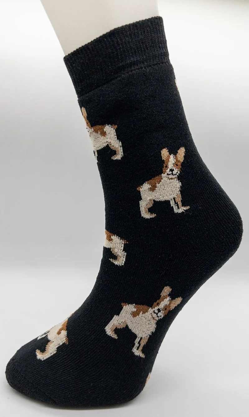 سيهو سوكس Daily 3 Pairs Women's Full Towel Soft Fun Dog Patterns Winter Socket Socks