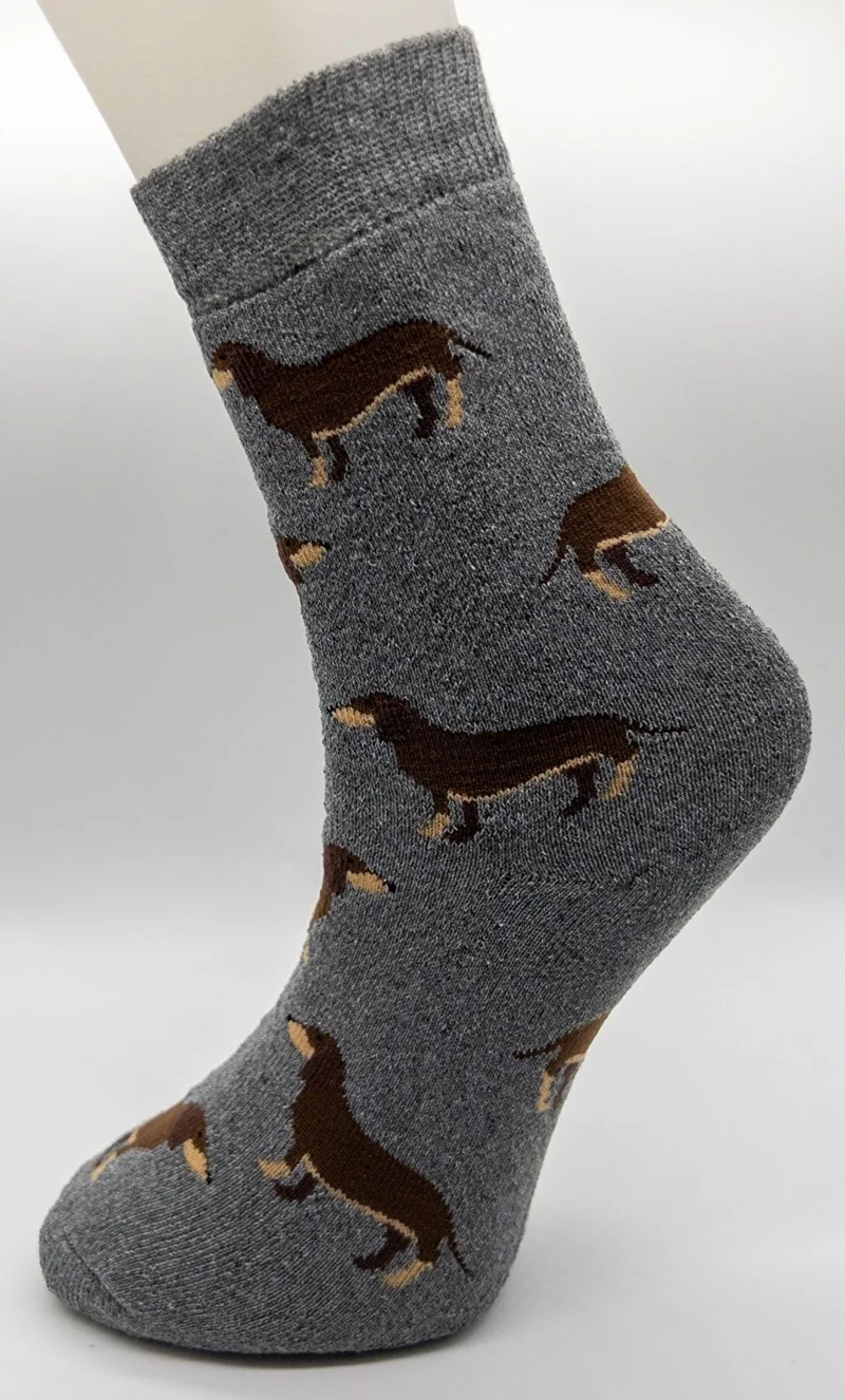 سيهو سوكس Daily 3 Pairs Women's Full Towel Soft Fun Dog Patterns Winter Socket Socks