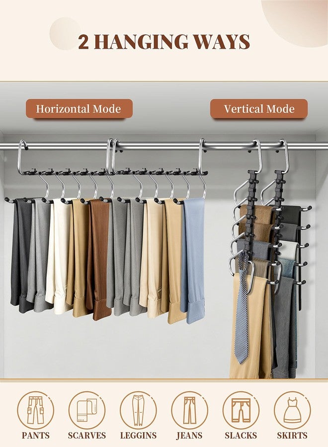 MERDTTES Pants Hangers Space Saving 2 Pack Metal Closet Organizer, Anti-Slip Design, Multi-Layer Space Saving Hangers, Closet Organizers and Storage for Jeans, Trousers, Skirts, Scarves, Slacks, Black - Image 4
