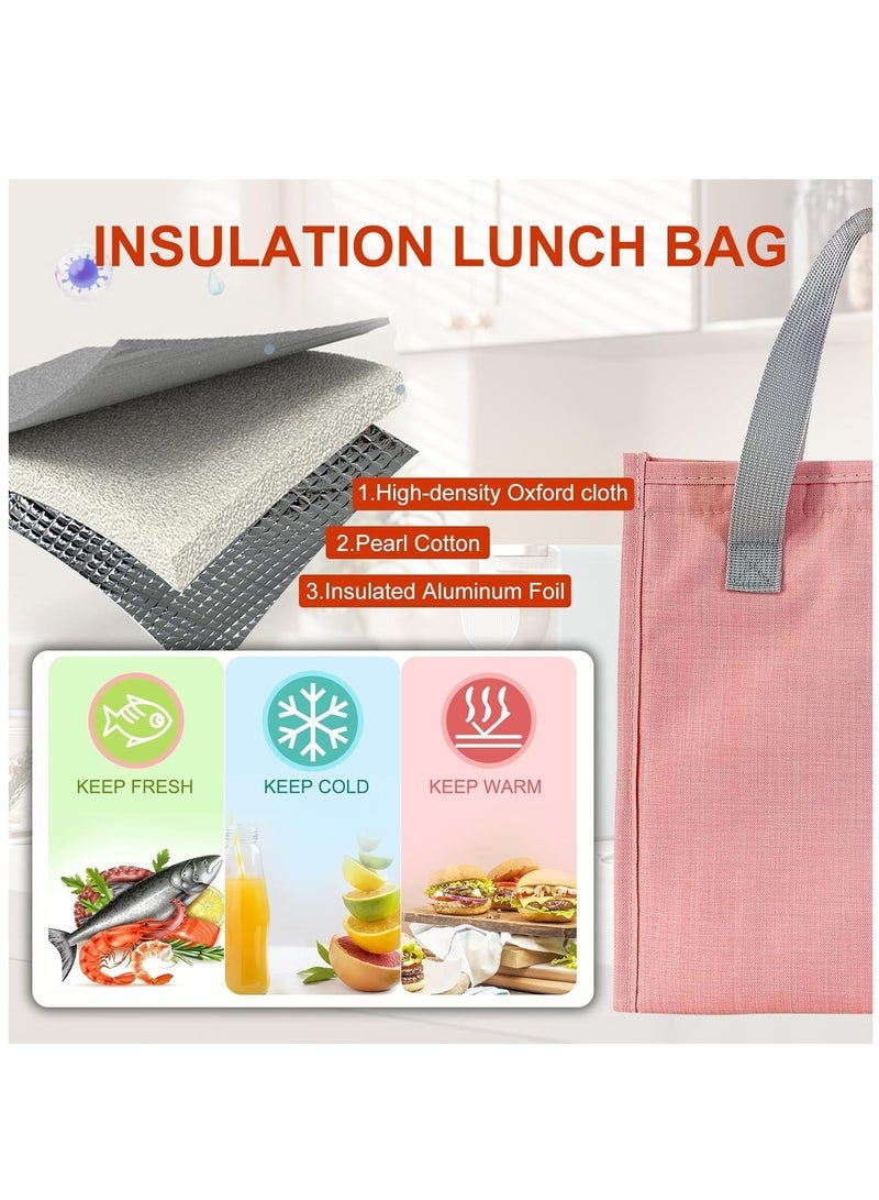 HaHaHai Lunch Bag, Insulated Bento Tote for Women Men Kids, Reusable Leakproof Simple Lunch Box for Work, School, Picnic or Travel (PINK) - Image 4