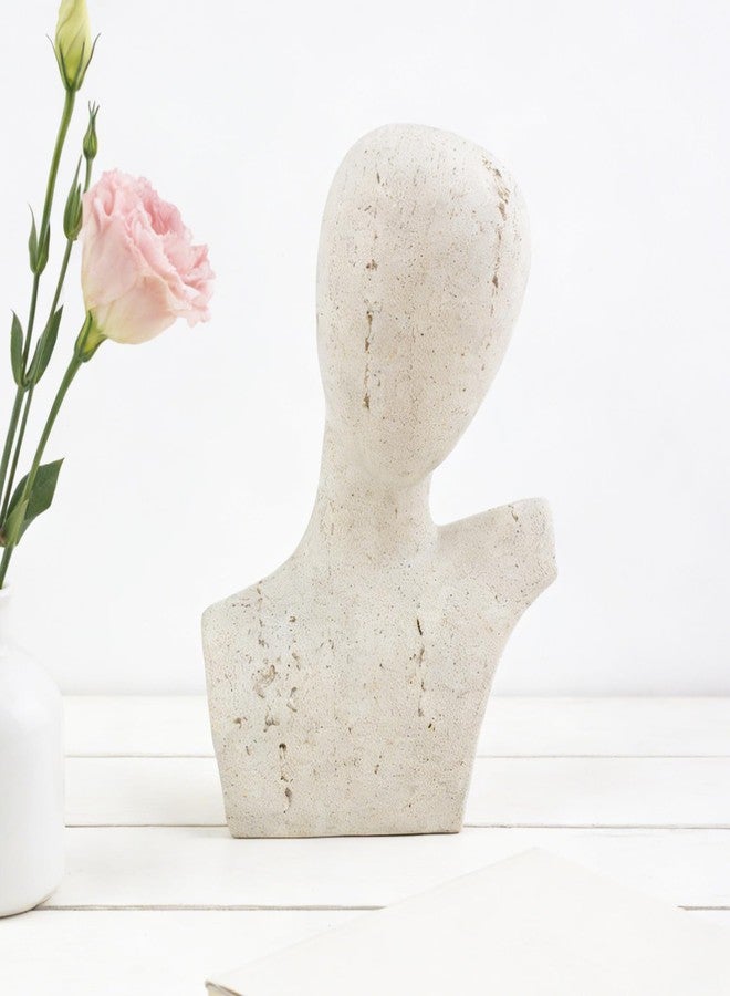 FlidRunest Large Size Abstract Home Decor Living Room Coffee Table Decor, No Face Thinker Statue Accents for Shelf, Modern White Textured Art Statue, Resin Sculpture Figurines for Bookshelf Desk Bedroom Office - Image 1