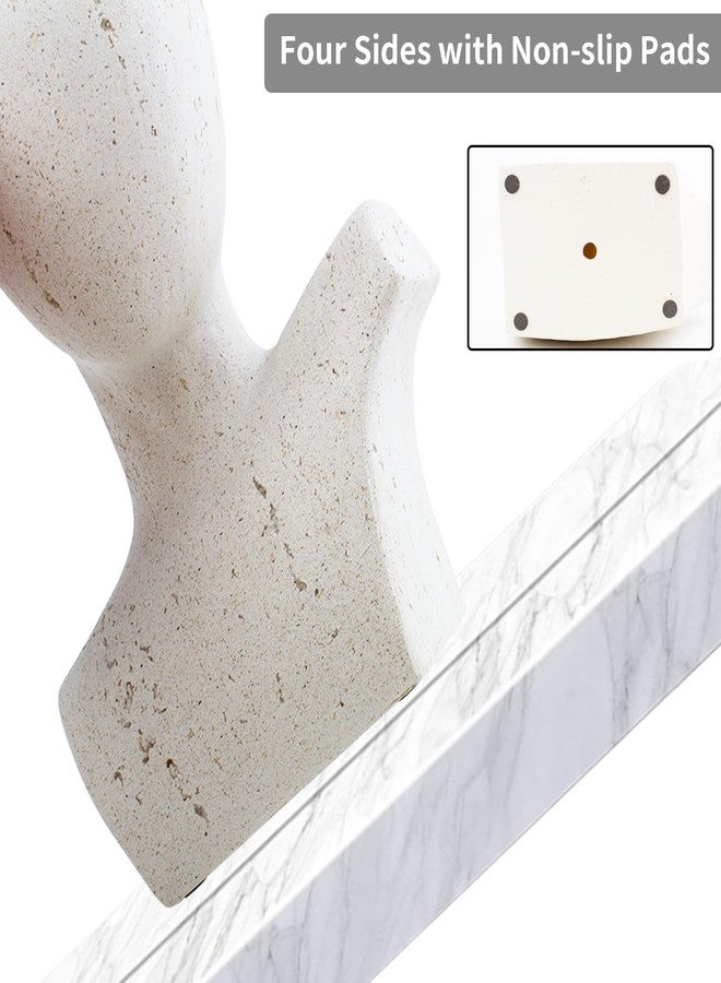 FlidRunest Large Size Abstract Home Decor Living Room Coffee Table Decor, No Face Thinker Statue Accents for Shelf, Modern White Textured Art Statue, Resin Sculpture Figurines for Bookshelf Desk Bedroom Office - Image 4