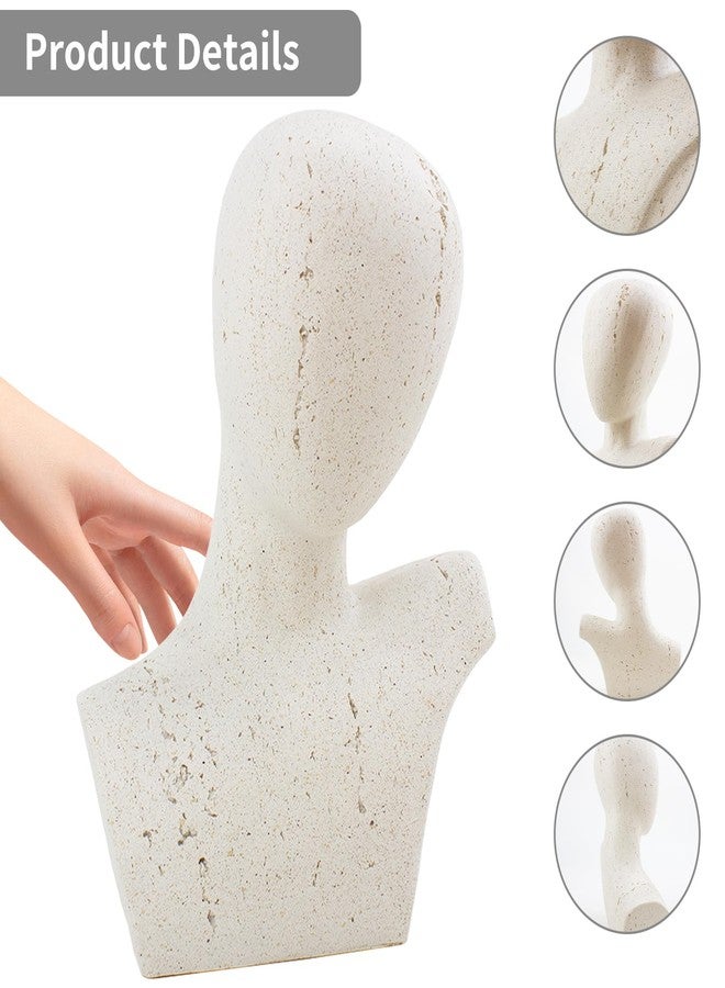 FlidRunest Large Size Abstract Home Decor Living Room Coffee Table Decor, No Face Thinker Statue Accents for Shelf, Modern White Textured Art Statue, Resin Sculpture Figurines for Bookshelf Desk Bedroom Office - Image 3