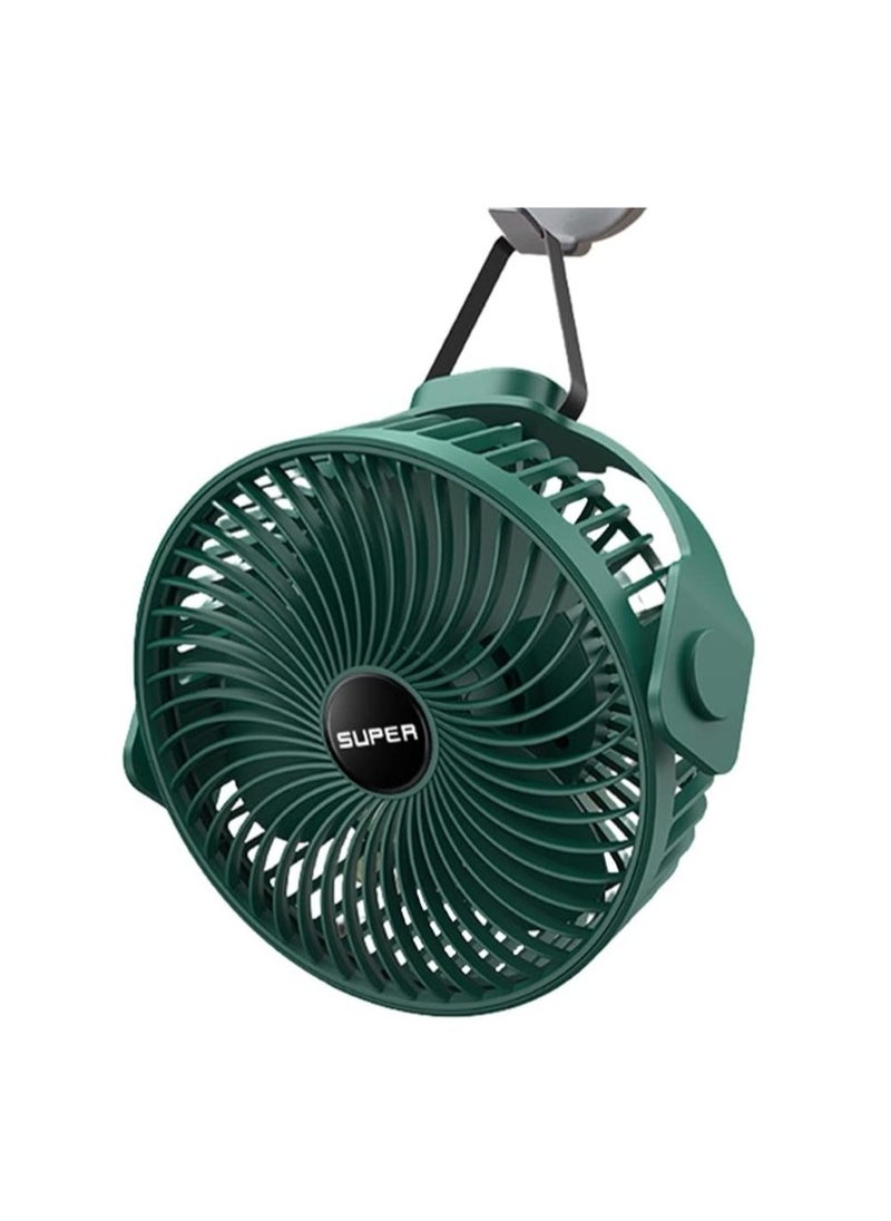 Generic Rechargeable Desk Fan, Hanging Fan 3 Speeds Portable Desk Fan with Timer, 1200mAh Rechargeable USB Charging Table Fan for Home Office Travel Camping RV Bedroom Outdoor (Green)  - Image 1