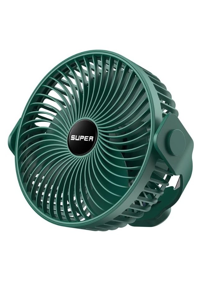 Generic Rechargeable Desk Fan, Hanging Fan 3 Speeds Portable Desk Fan with Timer, 1200mAh Rechargeable USB Charging Table Fan for Home Office Travel Camping RV Bedroom Outdoor (Green)  - Image 3