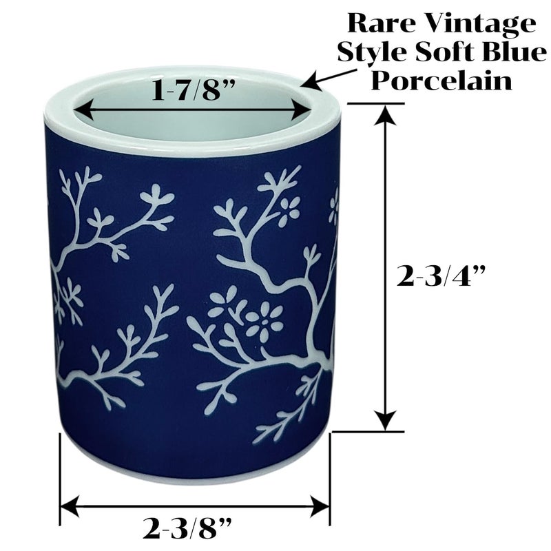 Hapton House Chinoiserie Long Match Holder with Striker â€“ Tall Design for 3", 4", 5" Matches â€“ Rare Vintage Style Soft Blue Porcelain with Cobalt Chinoiserie Patterns â€“ MATCHES NOT INCLUDED (Style C) - Image 4