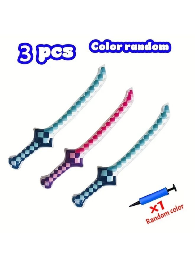 3pcs Inflatable Pixel Sword Set For Pool Beach Party Decorations - Image 1