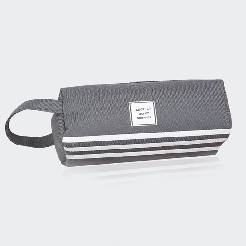 cheekyglo Large Capacity Pencil Case, Durable Pen Pouch Portable Pencil Bag, Double-Layer Solid Color Pencil Case, Simple Stationery Bag for Student Teens Women College Office (Dark Gray) - Image 1