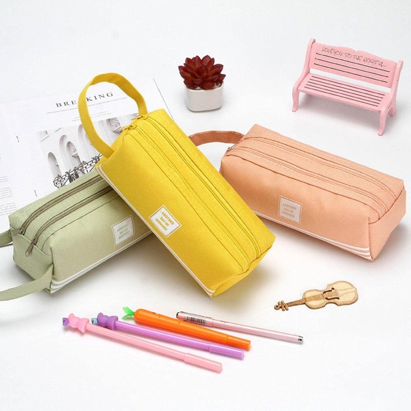 cheekyglo Large Capacity Pencil Case, Durable Pen Pouch Portable Pencil Bag, Double-Layer Solid Color Pencil Case, Simple Stationery Bag for Student Teens Women College Office (Dark Gray) - Image 2