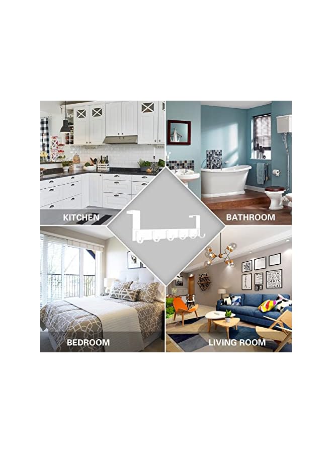 S-TOP Over the Door Hook Hanger Heavy Duty Coat Towel Bag Robe Storage - 6 Hooks Aluminum Brushed Finish (White) - Image 5