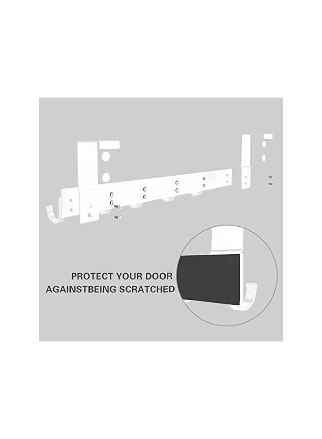 S-TOP Over the Door Hook Hanger Heavy Duty Coat Towel Bag Robe Storage - 6 Hooks Aluminum Brushed Finish (White) - Image 4