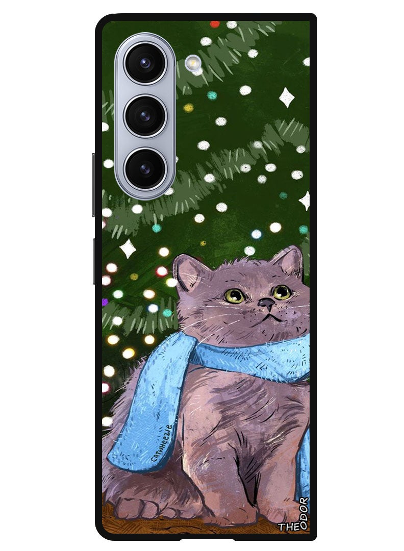 Theodor Protective Case Anti Scratch Shock Proof Bumper Cover For Samsung Galaxy Z Fold 6 Cute Cat - Image 1