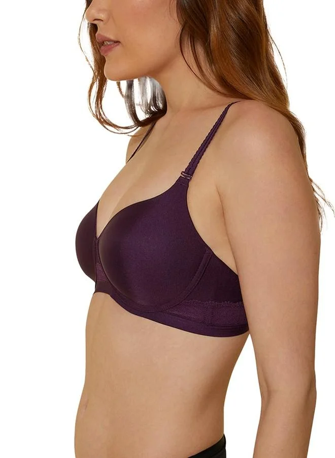 ترايامف Triumph International Women Silhouette T-Shirt Bra Padded Non-Wired with Full Coverage Strechable PU Cups | Wide Underband | Removable Straps | 34C | Pack of 1(110I584 3M) Plum Purple