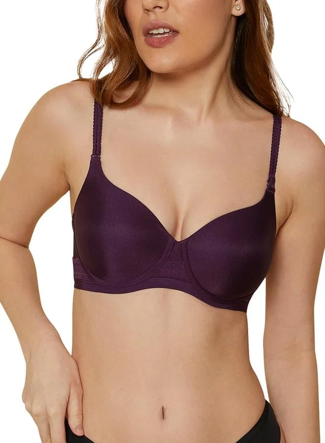 ترايامف Triumph International Women Silhouette T-Shirt Bra Padded Non-Wired with Full Coverage Strechable PU Cups | Wide Underband | Removable Straps | 34C | Pack of 1(110I584 3M) Plum Purple