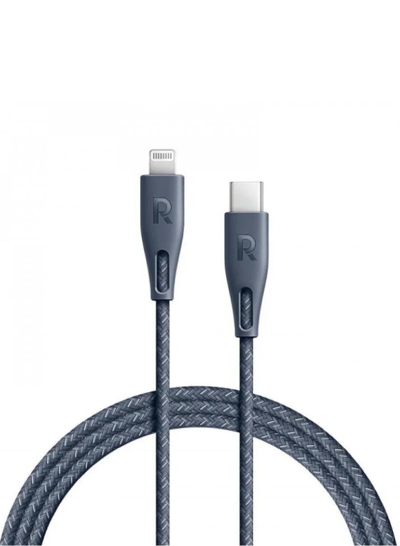 RAVPOWER MFi Certfied Type C To Lightning Cable, 2 meters Long - Grey - Image 1