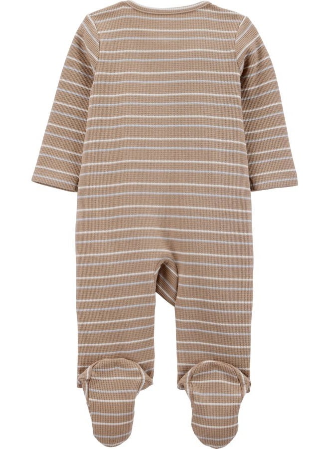Simple Joys by Carter's Unisex Baby 2-Way Zip Thermal Footed Sleep and Play, Pack of 2, Brown Farm, premature - Image 2