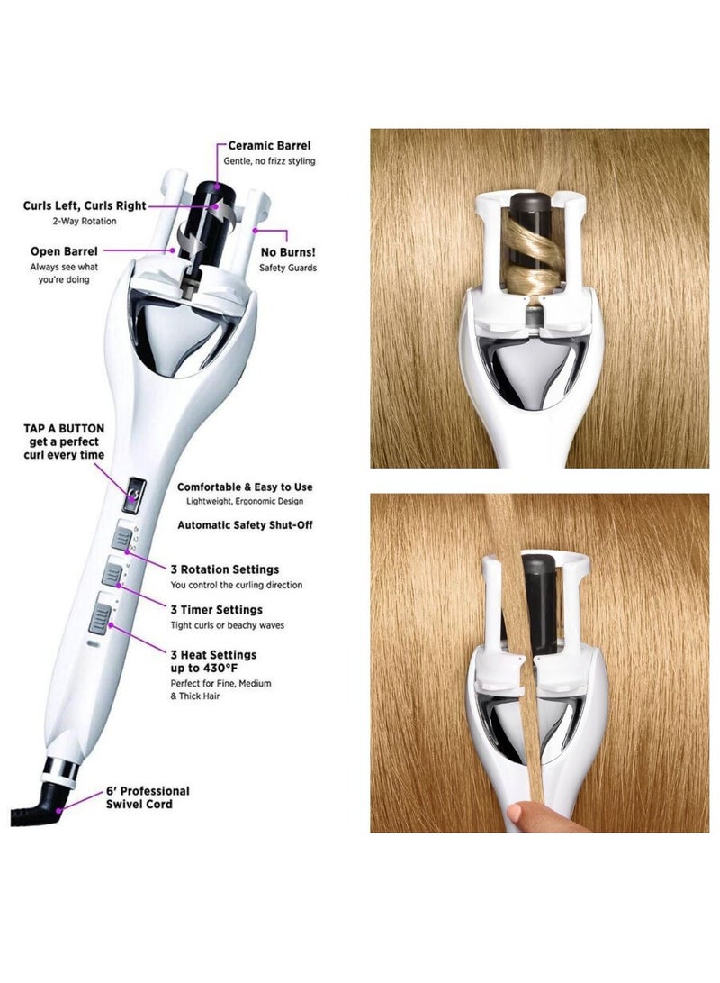 Instyler Auto Curler Hair Tool Tulip, Hair Wave Revolving Ceramic Barrel Curling Styler Iron White - Image 2