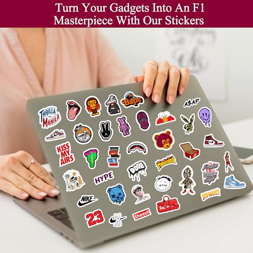 True Flair Trueflair Vinyl Laptop Stickers, Random Designs, for Laptop, Journal, Bike Helmet, Diary, Guitar, Mobile, Waterproof, Self-Adhesive (Hypebeastt) - Image 2