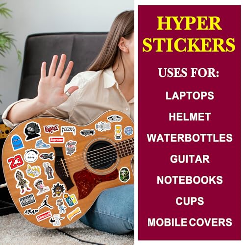 True Flair Trueflair Vinyl Laptop Stickers, Random Designs, for Laptop, Journal, Bike Helmet, Diary, Guitar, Mobile, Waterproof, Self-Adhesive (Hypebeastt) - Image 3