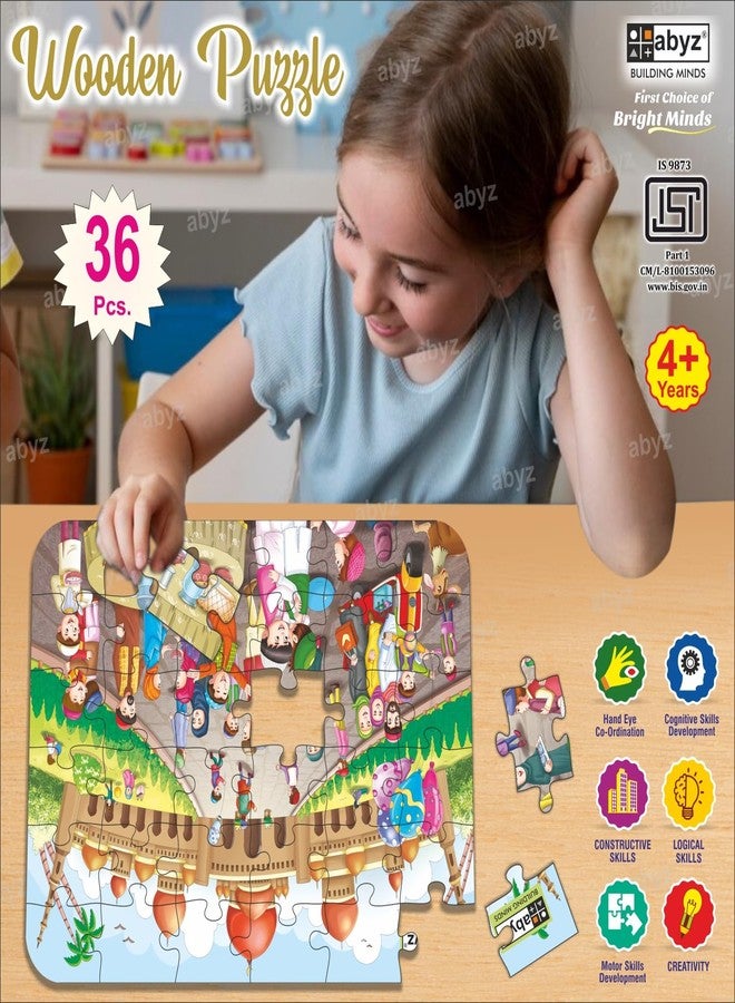 ABYZ Wooden Jigsaw Puzzle – EID Playset for Fun Educational & Little Explorers, 35-Pieces Pack of 3 Fun Games with Multicolor | Birthday Gift for (4-6 Years) Age Kids. - Image 4
