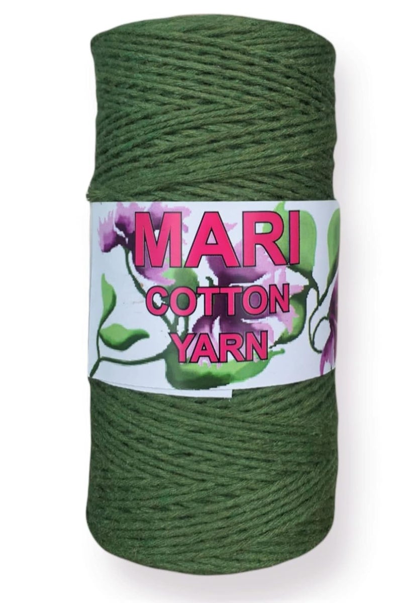 MARI - Recycled Cotton Crochet Yarn - Regular Yarn - Dark Green - 100 Grams - 200 Metres. - Image 1