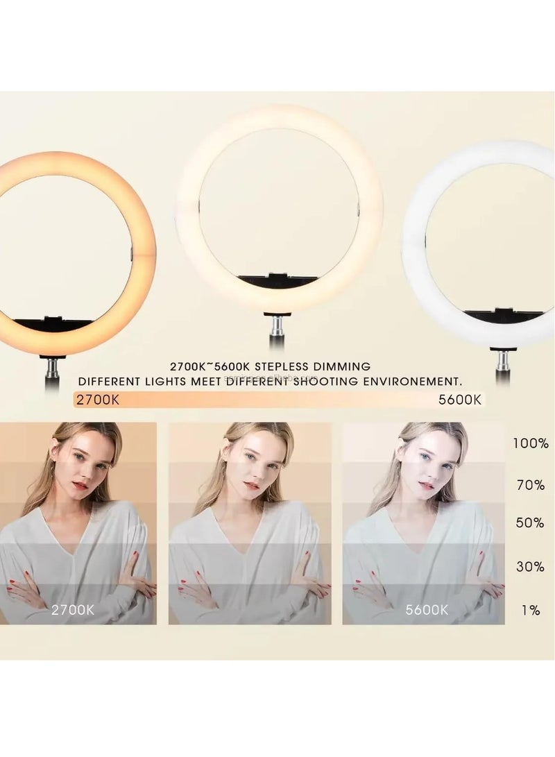 Xria SM1888 II Ring Light Size 18 inch 90W LED Ring light With Battery Slot Photographic Lighting Ring Light For Selfie Makeup live streaming (Black) - Image 3