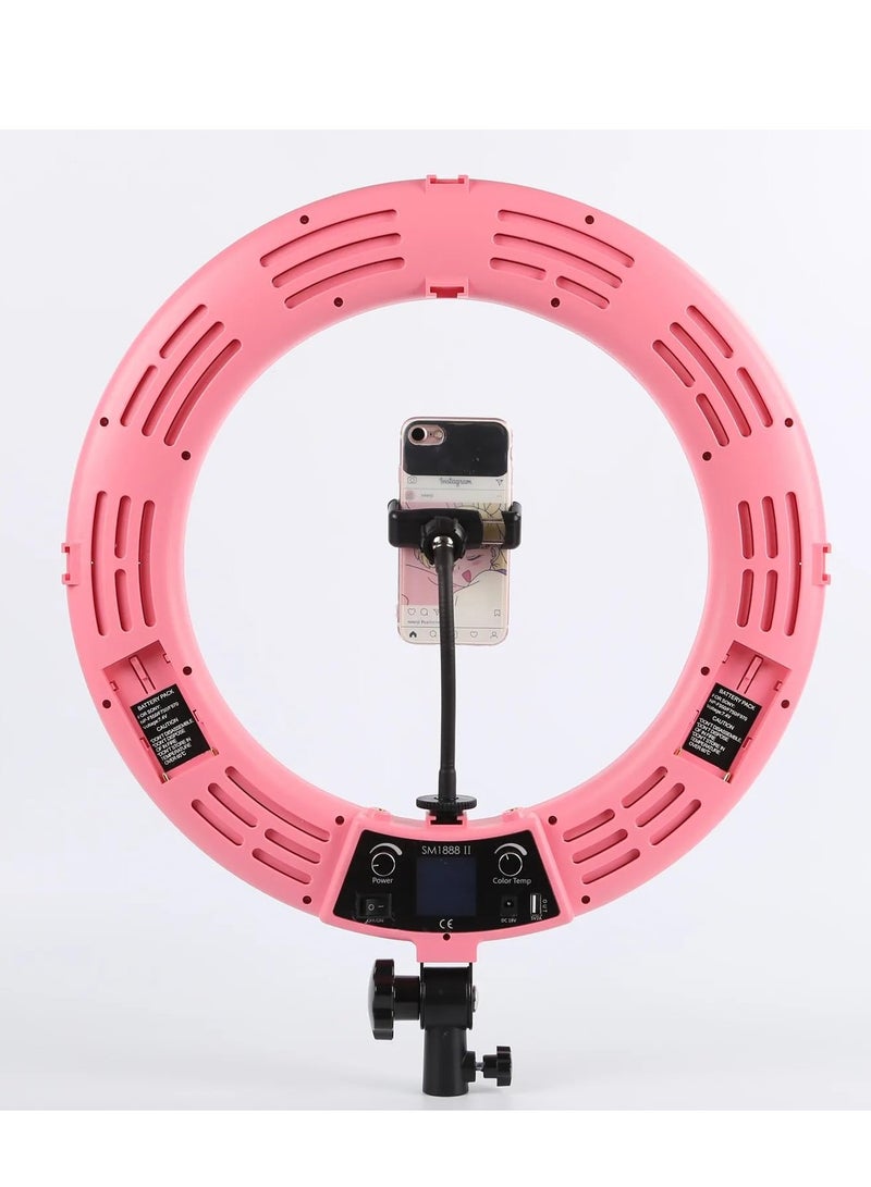 Xria SM1888 II Ring Light Size 18 inch 90W LED Ring light With Battery Slot Photographic Lighting Ring Light For Selfie Makeup live streaming (Black) - Image 5