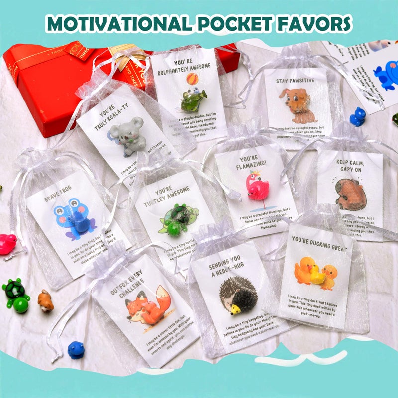 PAPPYN-A 30 Sets Employee Appreciation Gifts Bulk for Coworkers Team Staff Thank You Gifts Organza Bags Back to School Resin Animal Pun Inspirational Note Cards for Office Teacher Volunteer Nurse - Image 4
