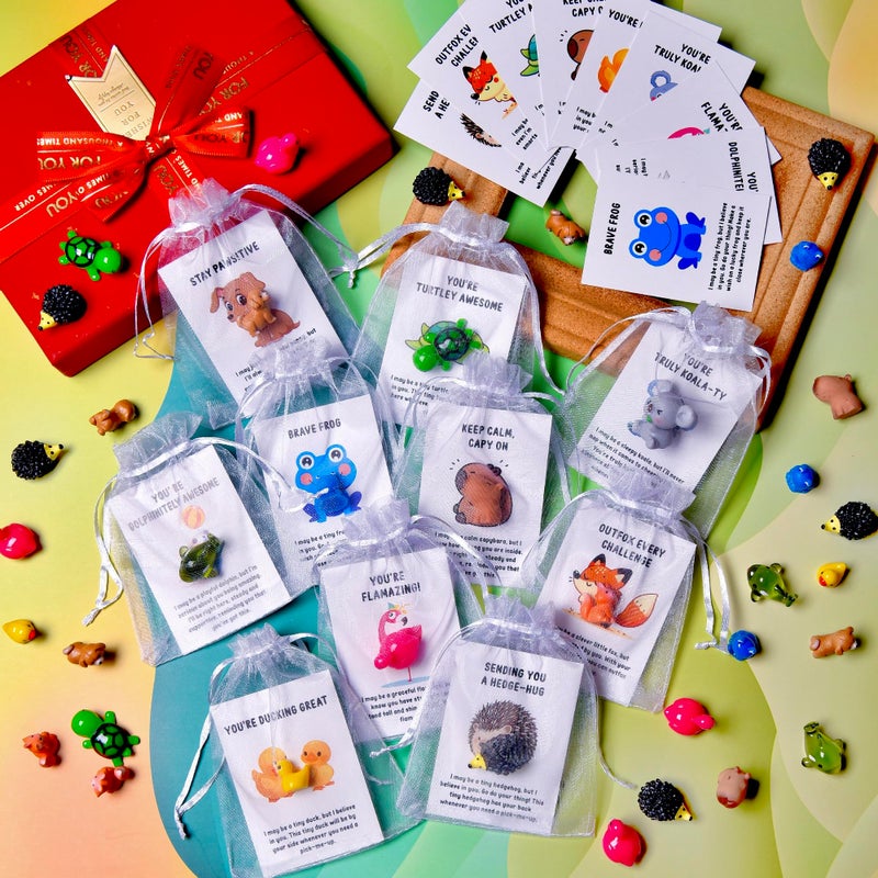 PAPPYN-A 30 Sets Employee Appreciation Gifts Bulk for Coworkers Team Staff Thank You Gifts Organza Bags Back to School Resin Animal Pun Inspirational Note Cards for Office Teacher Volunteer Nurse - Image 5