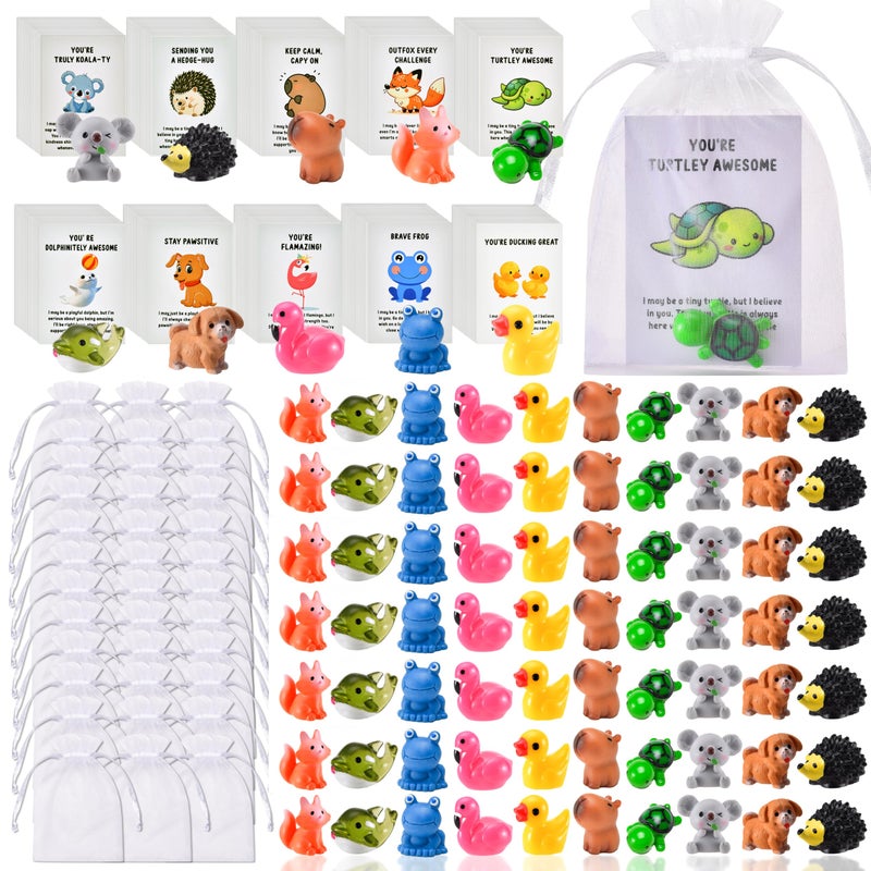PAPPYN-A 30 Sets Employee Appreciation Gifts Bulk for Coworkers Team Staff Thank You Gifts Organza Bags Back to School Resin Animal Pun Inspirational Note Cards for Office Teacher Volunteer Nurse - Image 1