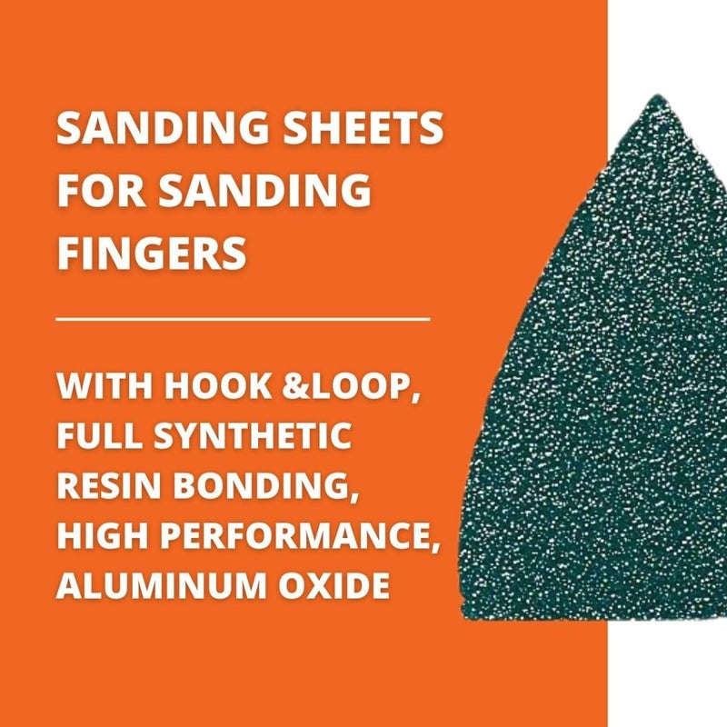 Fein Finger Sanding Sheets with Hook & Loop Attachment - Wood, Metal & Plastic Application, Aluminum Oxide, Fully Synthetic-Resin Bonded, 100 Grit, 20-Pack - 63717187013 - Image 2
