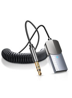 ESSAGER Aux Bluetooth Adapter for Car,Essager Noise Cancelling Bluetooth 5.0 Receiver,Lossless Music USB to 3.5mm Jack Audio Adapter with Built-in Microphone for Car Kits/Home Stereo/Handsfree Call Speaker  - Image 1