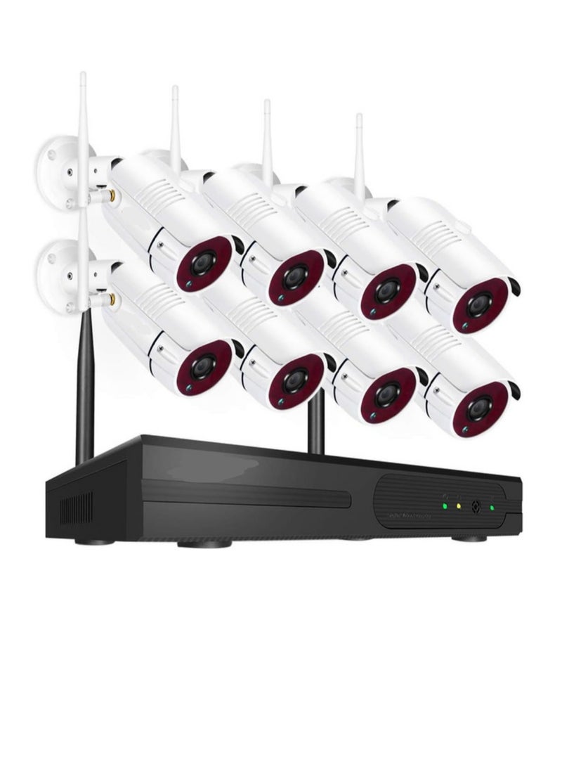 CCTV Camera System Wireless 8CH 1080P with 2TB NVR Recorder – 8Pcs 2MP HD Waterproof Outdoor Surveillance Bullet Cameras Kit with Night Vision - Image 1