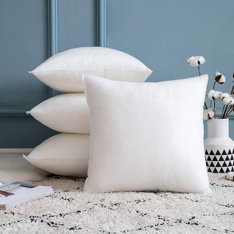 SWAURSAHA Microfiber Cushion for Sofa 12X12 Inch White Pack of 4 - Image 1