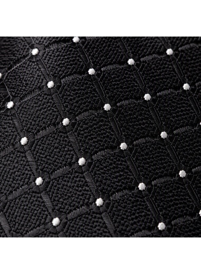 Men’s Black Textured Necktie with Matching Pocket Square – 2-Piece Formal Set - Image 3