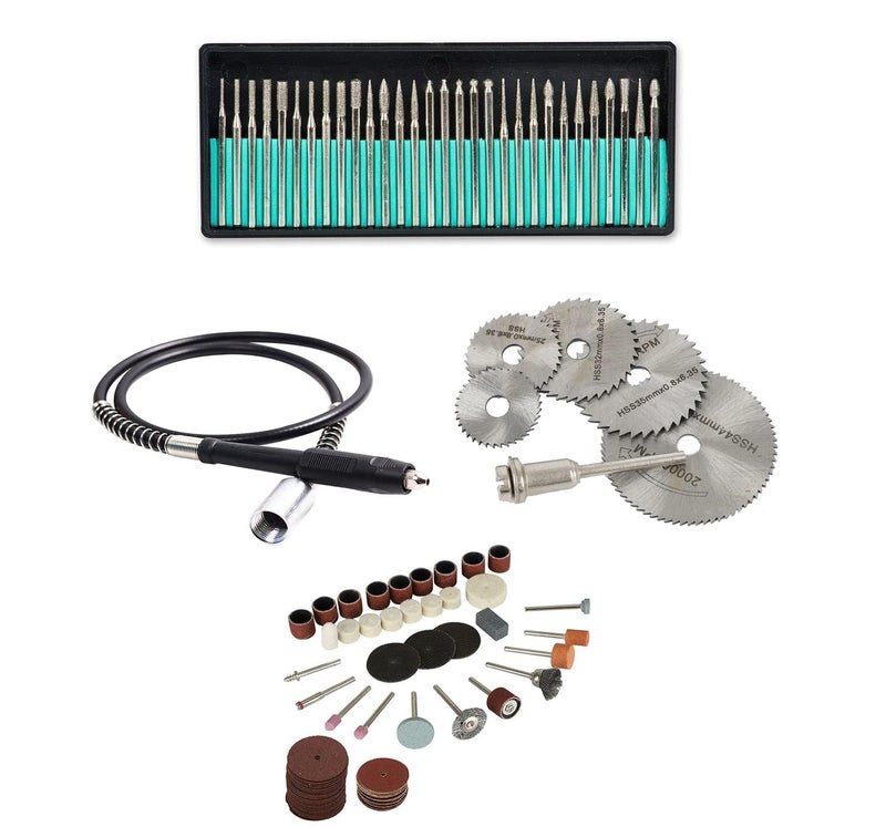 Digital Craft Rotary Tool Accessories Kit Mini Drill Bit Set with 32mm Mandrel in Electric Drill with Grinder Shaft 105Pc Rotary Tool Set 6Pc Circular Saw Blade 30Pc Diamond Burs - Image 1