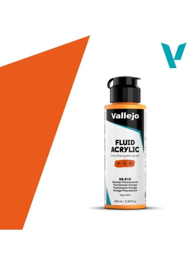 ألوان أكريليك سائلة للفنانين - برتقالي فلوري 68.618، طلاء أكريليك سائل عالي الصبغة، زجاجة 100 مل