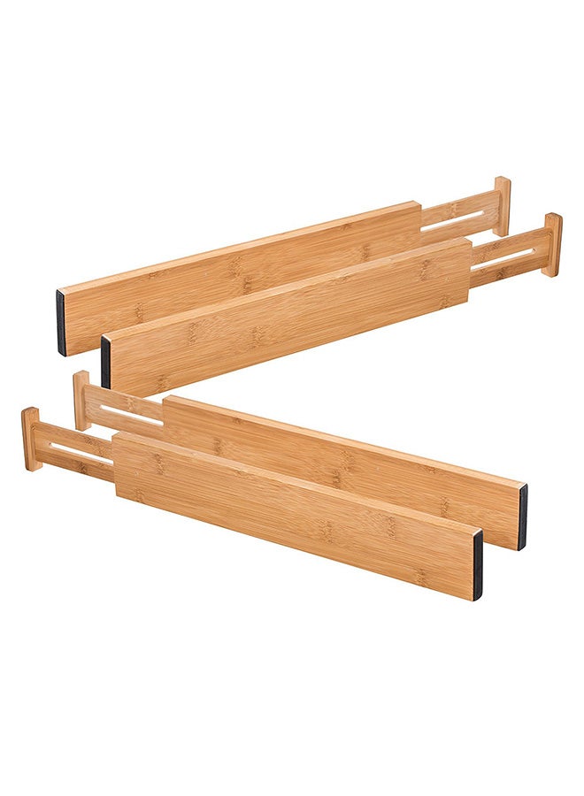 Loquat 4-Piece Creative Expandable Telescopic Drawer Brown 60x10x15centimeter - Image 3