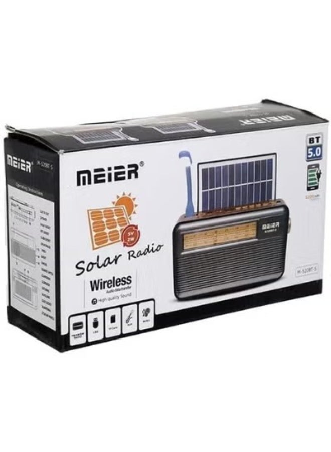 MEIER 3-band radio with rechargeable solar-powered lamp, M-520BT-S - Image 5