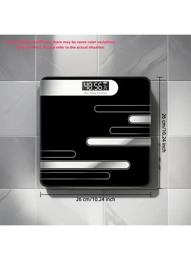 Black Digital Body Weight Scale For Home Gym Bathroom With Precision Electronic Technology Piano Key Design LCD Display And Step On Technology - Image 2