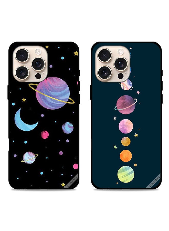 Covernex Two Cases For Apple iPhone 16 Pro Max Protective Covers Planets Art and Space Star - Image 1