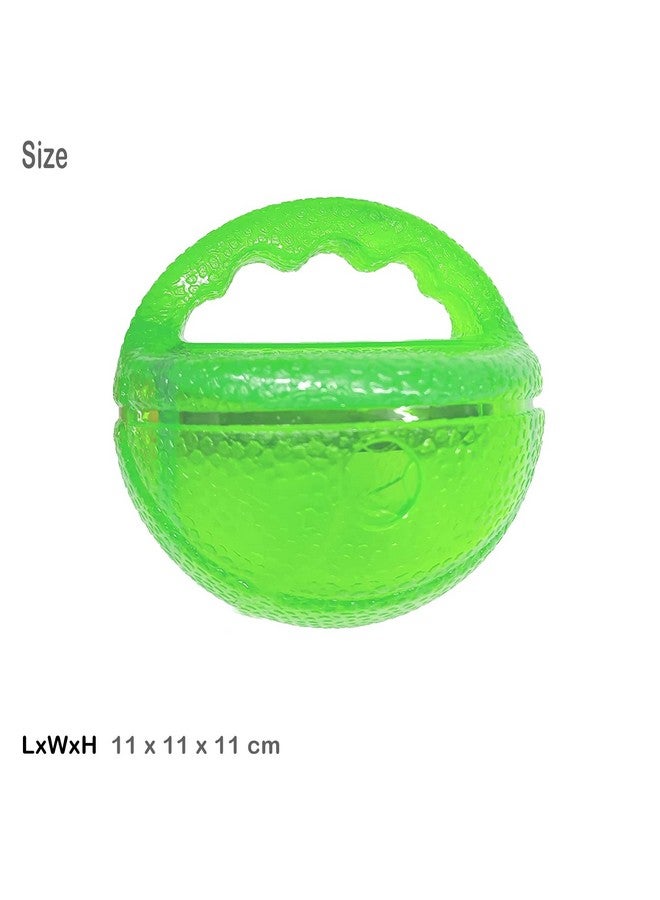 إيميلي بيتس لعبة كرة طعام الكلاب Iq Treat Ball، موزع طعام الكلاب، تنظيف الأسنان، مضغ، غير سام، مطاط متين، لعبة مضغ تصدر صوت صرير للكلاب الصغيرة والمتوسطة والكبيرة (أخضر) - Image 4