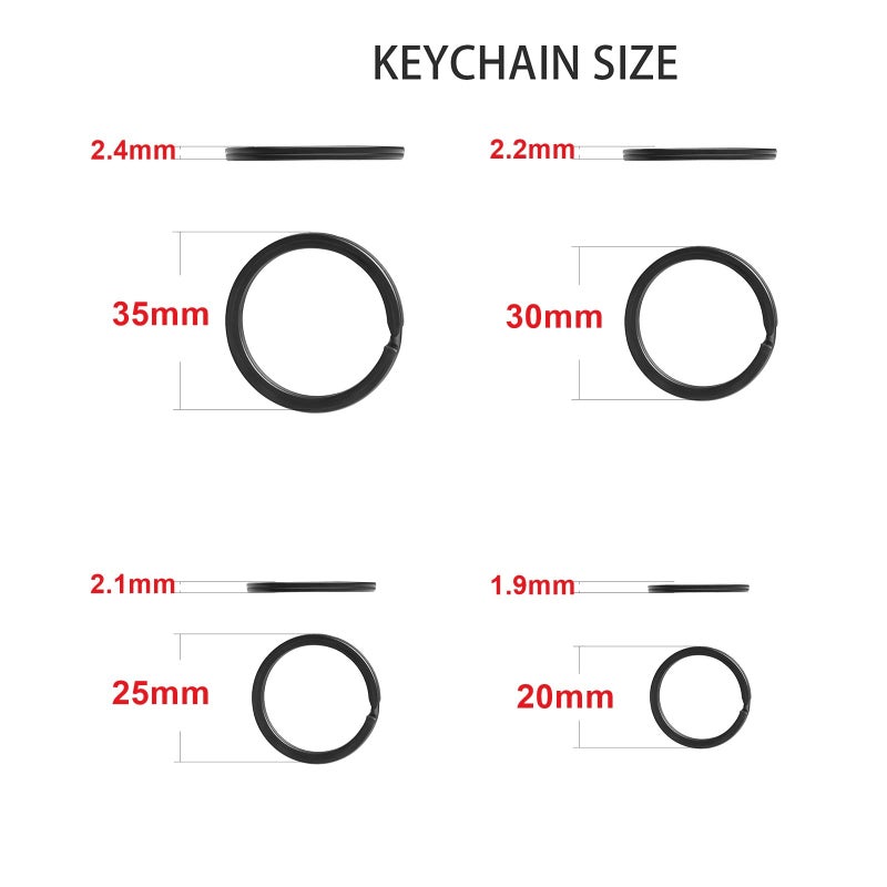 ZoloAJay 40 Pack Key Ring Keychain Mix 4 Sizes Black Metal Flat Split Key Chains Rings for Home Car Dog Tag Office Lanyards Keys Attachment - Image 2