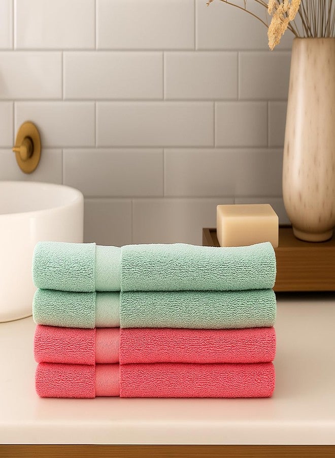 Caslino Cotton Hand Towels Set of 4 Coral Red Olive Green Soft Absorbent 400 GSM Fabric 55x35 cm Skin Friendly Multipurpose Towel for Men Women Travel Gym Guest Bathroom Daily Use Essentials Pack - Image 1