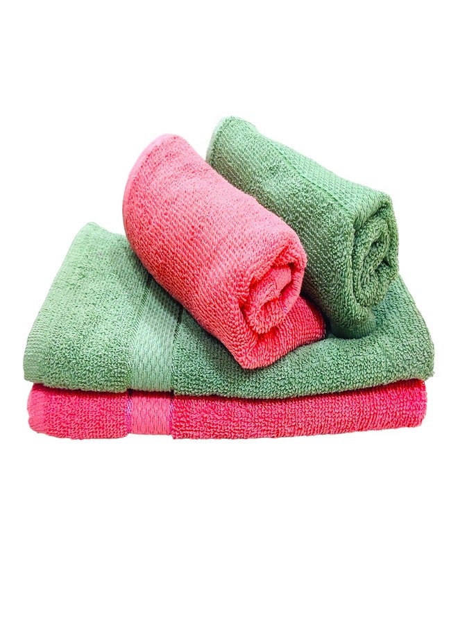 Caslino Cotton Hand Towels Set of 4 Coral Red Olive Green Soft Absorbent 400 GSM Fabric 55x35 cm Skin Friendly Multipurpose Towel for Men Women Travel Gym Guest Bathroom Daily Use Essentials Pack - Image 2