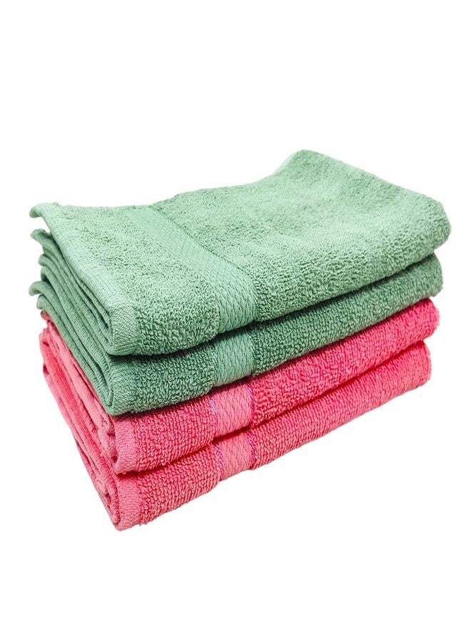 Caslino Cotton Hand Towels Set of 4 Coral Red Olive Green Soft Absorbent 400 GSM Fabric 55x35 cm Skin Friendly Multipurpose Towel for Men Women Travel Gym Guest Bathroom Daily Use Essentials Pack - Image 4