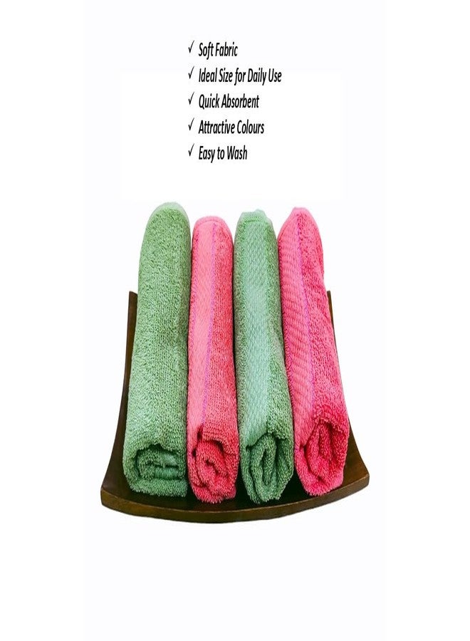 Caslino Cotton Hand Towels Set of 4 Coral Red Olive Green Soft Absorbent 400 GSM Fabric 55x35 cm Skin Friendly Multipurpose Towel for Men Women Travel Gym Guest Bathroom Daily Use Essentials Pack - Image 3